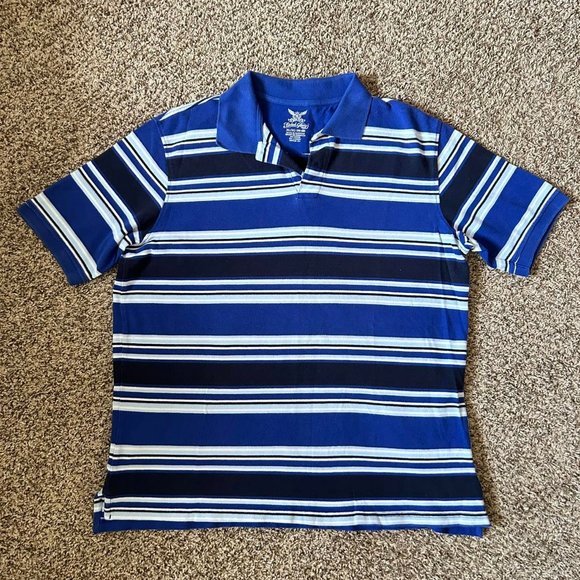 Size XL (46/48) Faded Glory 2 Tone Blue/Wht Polo Pullover - Picture 1 of 7